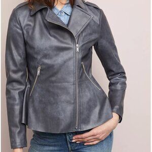 Peplum Faux Leather Moto Jacket